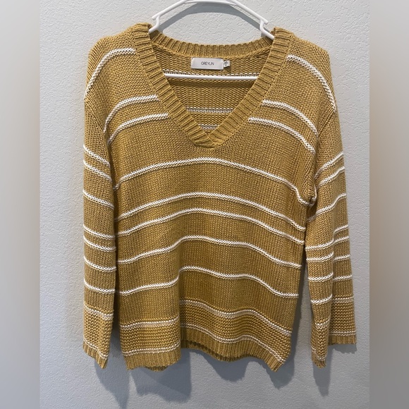 Greylin Larissa Lightweight Stripe Sweater In Golden Mustard Size Extra Small - Picture 3 of 9